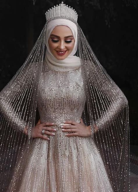 Magnifique Robe Avec Hijab Muslim Wedding Dress Hijab Bride Sequins Wedding Gown Wedding Hijab