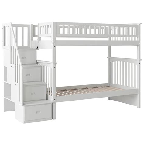 Columbia staircase bunk bed full over full in white. Atlantic Furniture Columbia Twin Over Twin Staircase Bunk ...