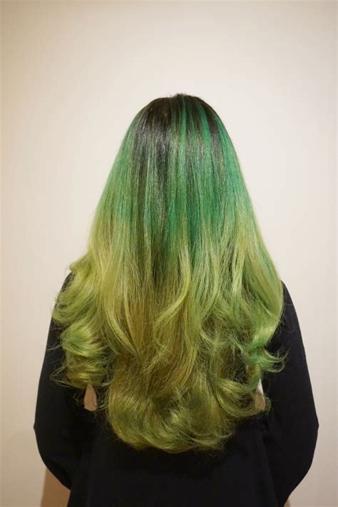 Serene In Green Balayage Ombre With A Natural Shadow Root Hair Color