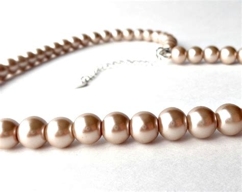 Champagne Pearl Necklace Nude Pearl Necklace Champagne Etsy