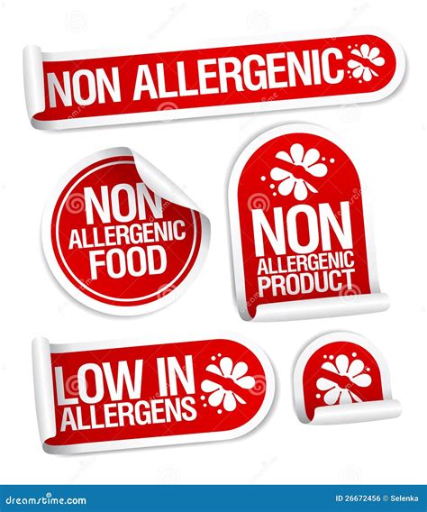 Non Allergenic Products And Hypoallergenic Materials Stickers Set