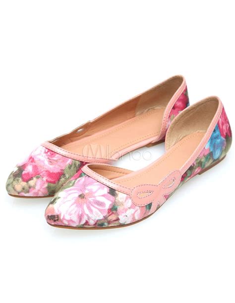 Printed Ballet Flats With Low Cut