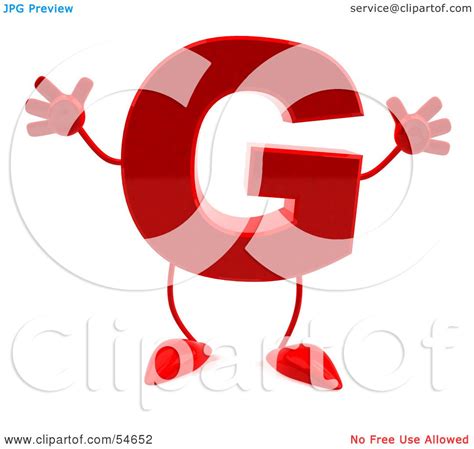 Royalty Free Rf Clipart Illustration Of A 3d Red Letter G With Arms