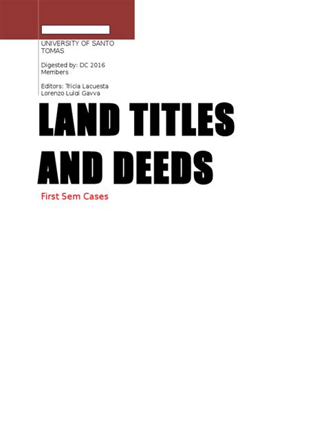 Land Titles And Deeds Cases Pdf Title Property Deed