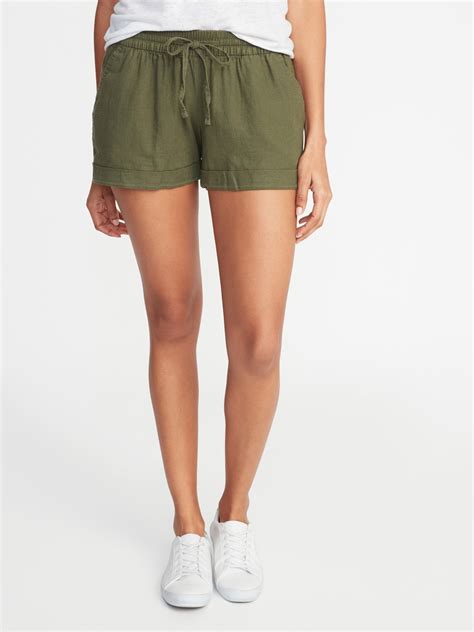 Mid Rise Linen Blend Shorts For Women 4 Inch Inseam Old Navy