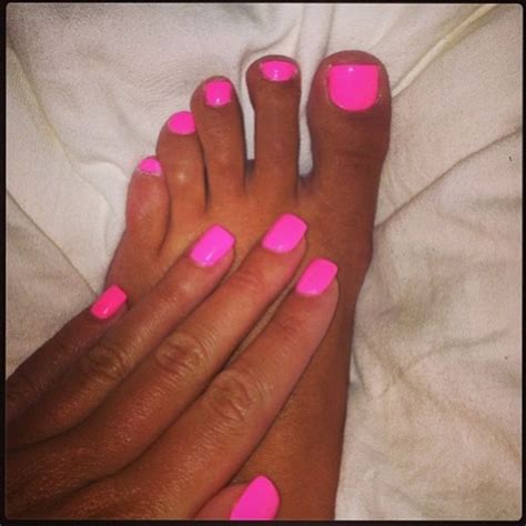 Hot Pink Nails And Toenails A Win Win Every Time Bright Pink Nails
