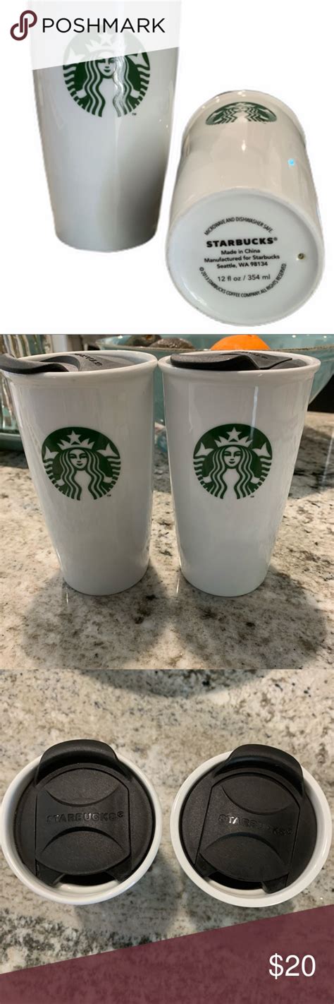 Starbucks Set Of 2 Ceramic Covered Coffee Tumblers Coffee And Tea
