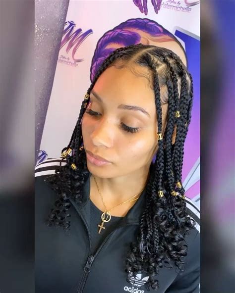 i love this look in 2020 braids with curls hair styles short box braids