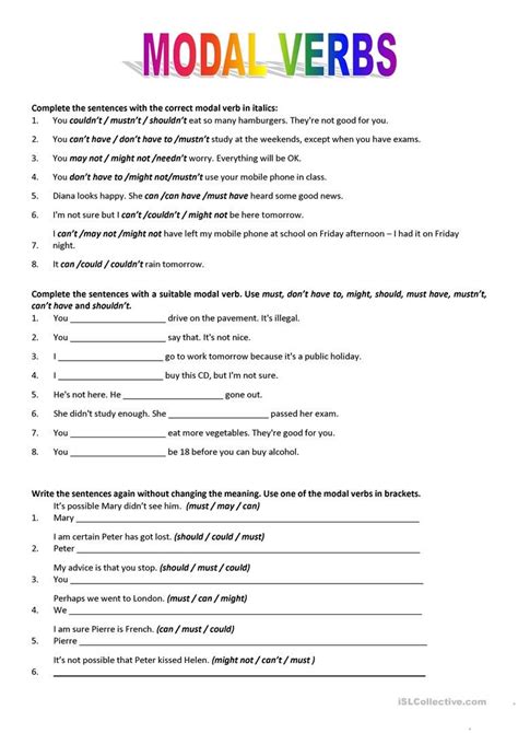 Modal Verbs Worksheet Free Esl Printable Worksheets Made By Teachers