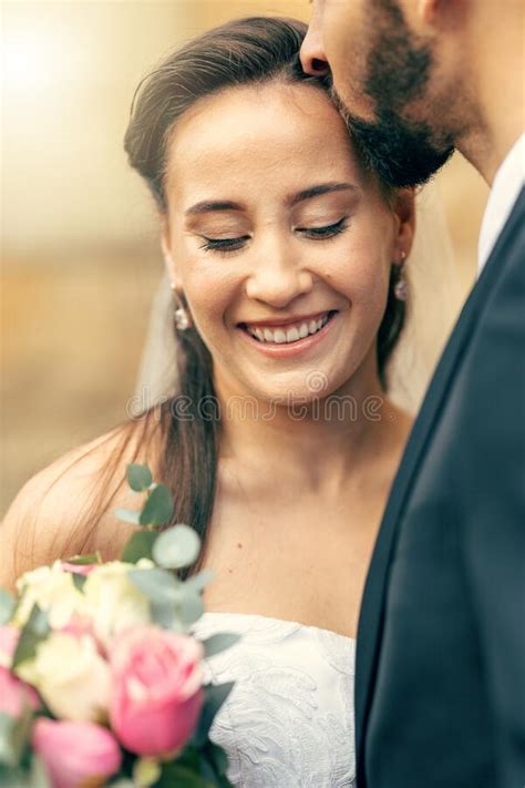 Love Marriage Wedding And Couple Kiss From Groom Happy After