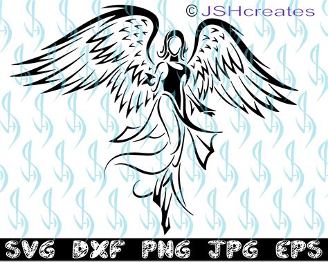 Angel Svg Tribal Angel Svg Wings Angel Cut File Tattoo Etsy