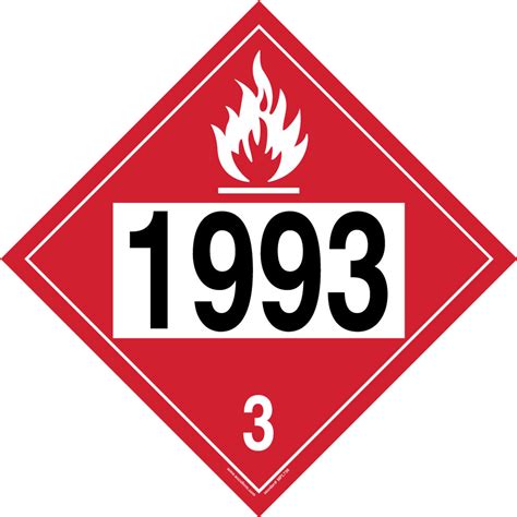 4 Digit Dot Placards Hazard Class 3 1993 Flammable Liquid 10 34