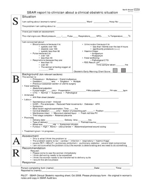 Sbar Template Pdf Fill Online Printable Fillable Blank Pertaining