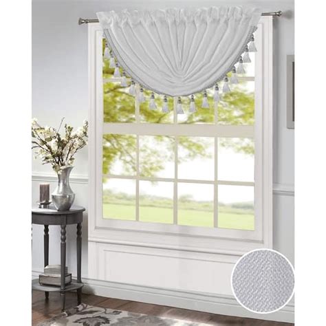 Morgan Rod Pocket Waterfall Valance With Fringe Tassels 48x37 Inches 48x37 Inches Bed Bath