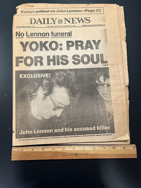 John Lennon No Funeral New York Daily News December 10 1980 Newspaper