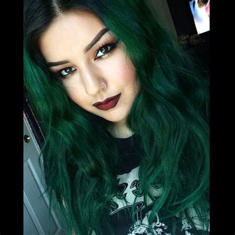 Personally, i wouldn't go for the hair color but i mean if you are up for the neon shades you can go for this green. Pin for Later: 20 Photos That Prove Emerald Hair Is Edgy ...