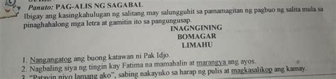 Solved Panuto PAG ALIS NG SAGABAL Ibigay Ang Kasingkahulugan Ng