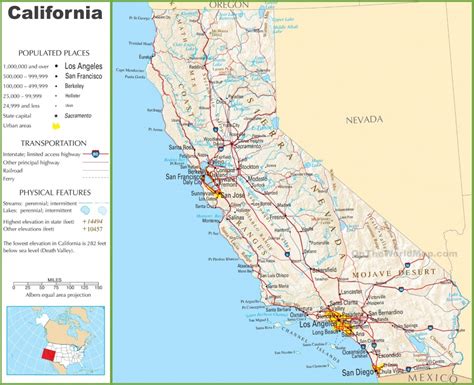 Large Detailed National Par California State Map Map Of California