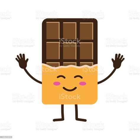 Ilustración De Chocolate Con Manos Y Cara Linda Barra De Chocolate