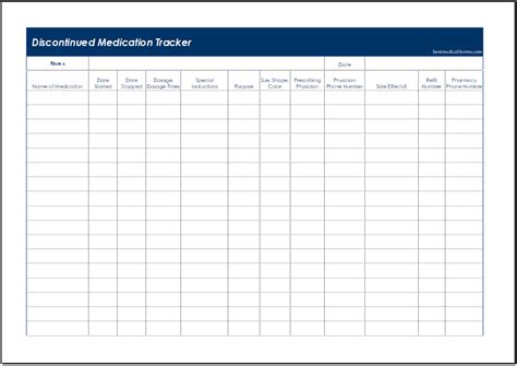 Discontinued Medication Tracker Template For Excel