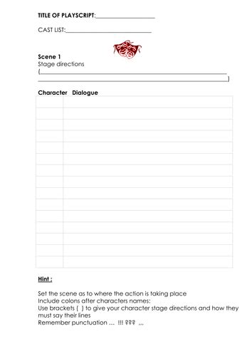 A Blank Play Script Template By Ljj290488 Teaching Resources Tes
