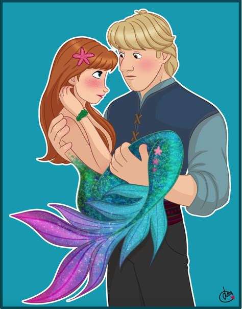 Kristoff Carrying Anna As A Mermaid In His Arms With Images Disney