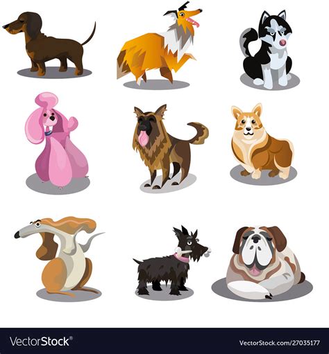 Dogs Breed Set Raster In Flat Royalty Free Vector Image