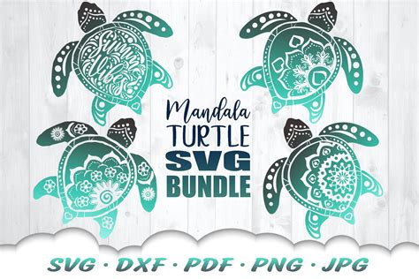 Mandala Sea Turtle Svg Dxf Cut Files Bundle Illustrations