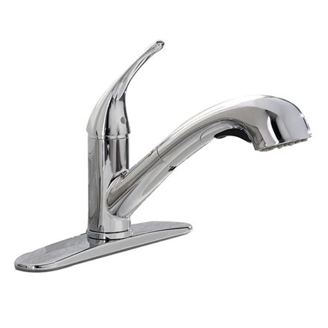 The main difference is there must be a weight attached to the pull out sprayer hose s. Project Source Dover Kitchen Faucet - Brass Zinc - Chrome FP2BC411CP | RONA