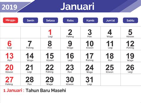 Template Kalender Jawa 2019 Dan File Cdrpdf Gratis