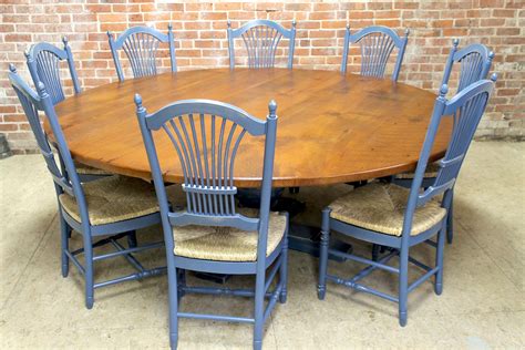 Other round dining tables and oval dining tables are being designed in solid oak for arrival in the next few months many of which are shown below. 84 Round Oak Farm Table With Tuscany Pedestal ...