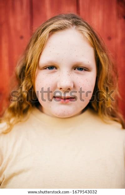 Portrait Cheerful Chubby Girl Long Hair Stock Photo 1679543032