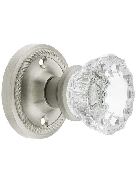Rope Rosette Door Set With Fluted Crystal Glass Door Knobs House Of