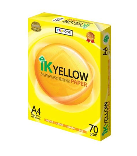 Usd 0.54 / pack(s) ( approx ). IK Yellow A4 paper 70gsn 500 sheets - L & L Sationery