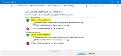 Turn On Or Off Windows Defender Firewall In Windows 10 Tutorials