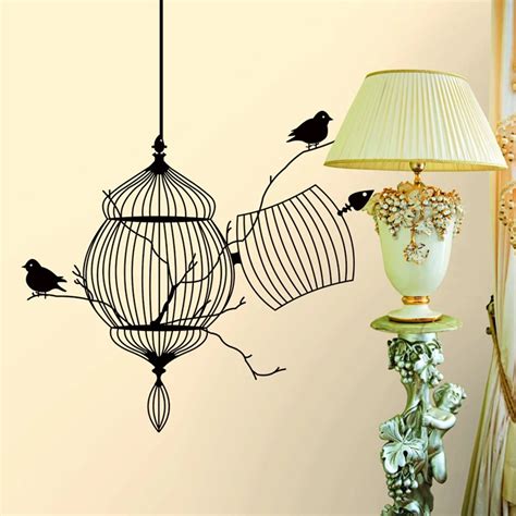 2017 Hot Sell Bird Cage Vinyl Wall Stickers Bedroom Living Decoration