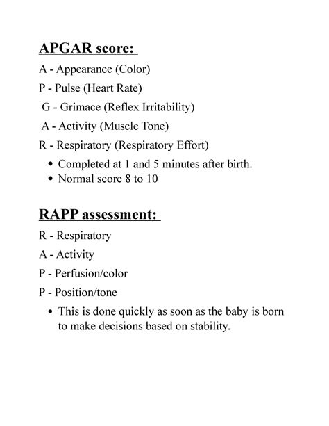 Initial Newborn Assessment Apgar Score A Appearance Color P