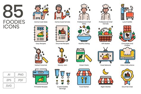 85 Foodies Icons Aesthetics Series Outline Icons Creative Market