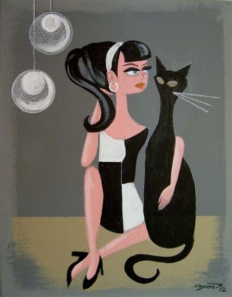 El Gato Gomez — 625×800 Mid Century Cat Mid Century Modern Art Black Cat Art Black Cats