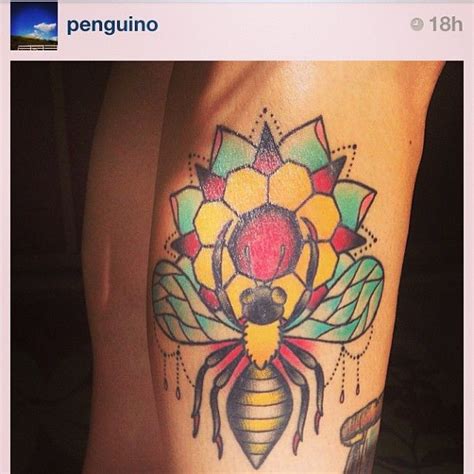 Traditional Bee Mandala Tattoo Design รอยสัก รอย