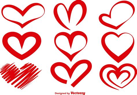 Red Vector Heart Silhouettes Download Free Vector Art Stock Graphics