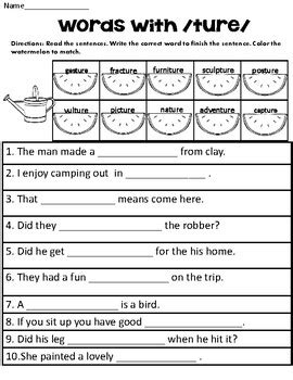 Phonics worksheets and online activities. Orton Gillingham Unit Suffix -TURE Barton 6-9 by Smart and ...