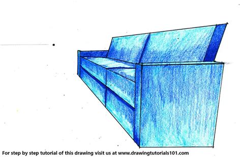 One Point Perspective Couch Colored Pencils Drawing One Point