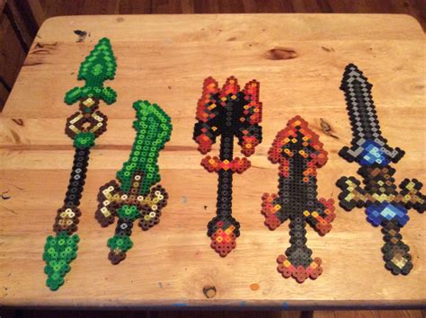 Terraria modded melee weapons (Perler art) by DragonicCreations on