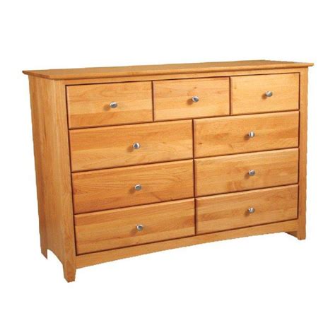 47 Inch Alder Shaker 9 Drawer Dresser Color Unfinished Wood Alder