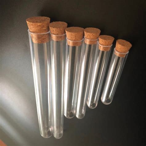 Pcs Clear Hard Plastic Test Tube With Cork Round Bottom Wedding Favours Laboratory