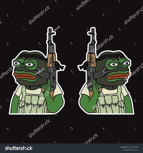 Pepe Frog Meme Rifle Sticker Vector Stock Vector Royalty Free