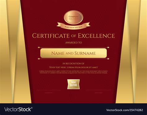 Luxury Certificate Template With Elegant Golden Vector Image Images