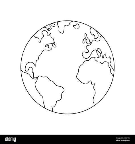 Earth Globe Drawing Of World Map Vector Illustration Minimalist Design