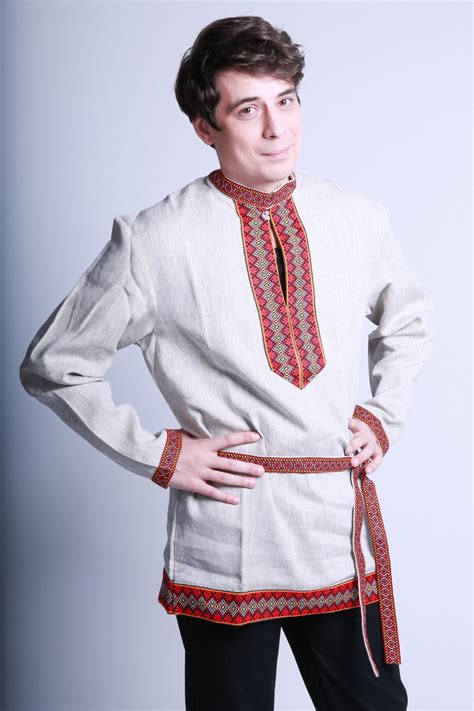 Upgrade your closet with the most dynamic range of graphic t shirts for men falling under a vivid color palette and versatile sizes. Russian traditional slavic linen shirt Kosovorotka Elisey ...